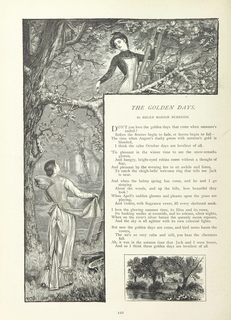 An illustration from A Crown of Flowers, being poems and pictures collected from the pages of The Girl's Own Paper. Edited by C. Peters, 1883, leaf 126