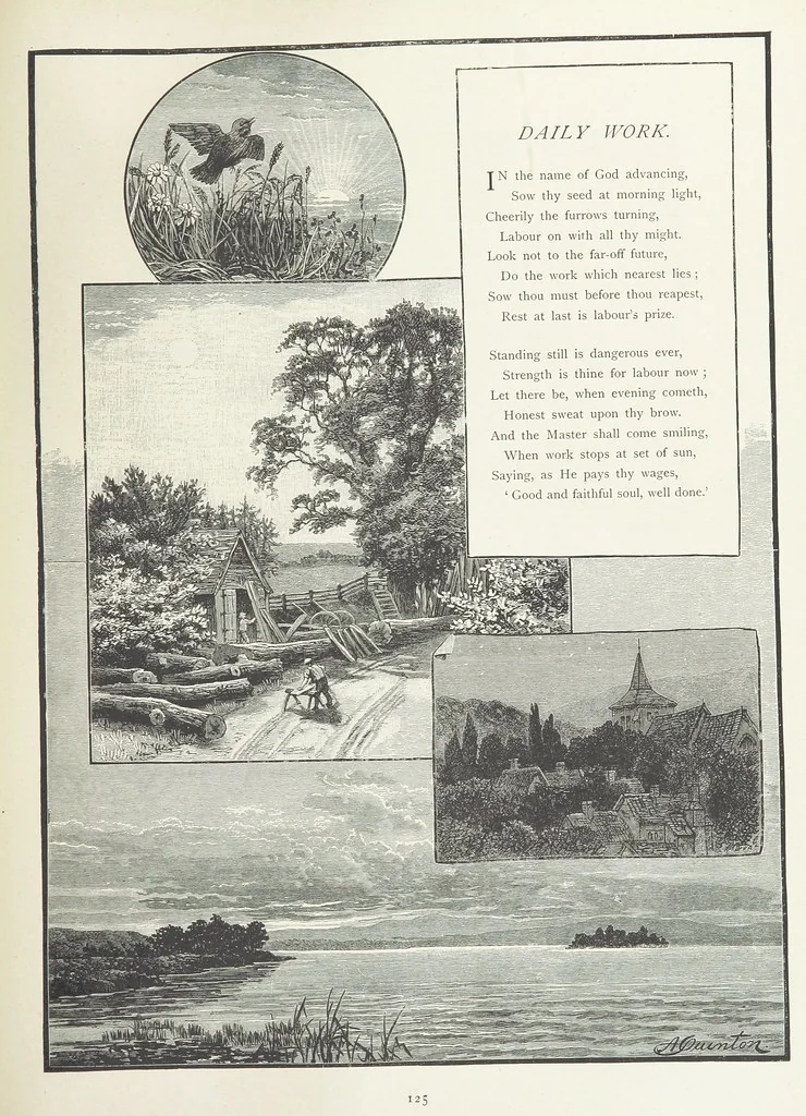 An illustration from A Crown of Flowers, being poems and pictures collected from the pages of The Girl's Own Paper. Edited by C. Peters, 1883, leaf 129