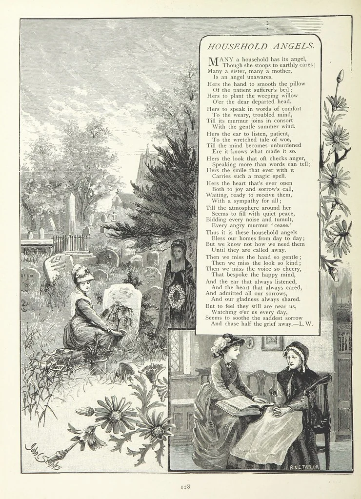 An illustration from A Crown of Flowers, being poems and pictures collected from the pages of The Girl's Own Paper. Edited by C. Peters, 1883, leaf 132