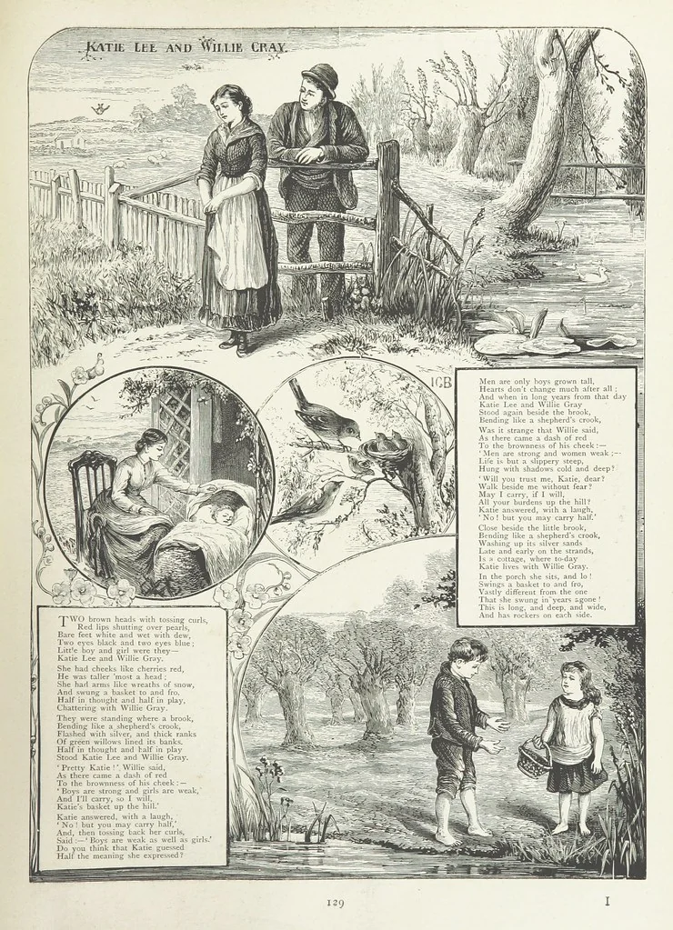 An illustration from A Crown of Flowers, being poems and pictures collected from the pages of The Girl's Own Paper. Edited by C. Peters, 1883, leaf 133