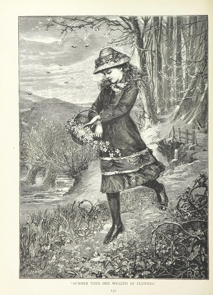 An illustration from A Crown of Flowers, being poems and pictures collected from the pages of The Girl's Own Paper. Edited by C. Peters, 1883, leaf 136