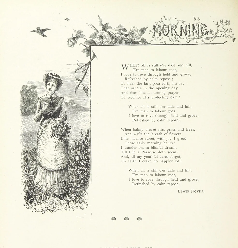 An illustration from A Crown of Flowers, being poems and pictures collected from the pages of The Girl's Own Paper. Edited by C. Peters, 1883, leaf 138