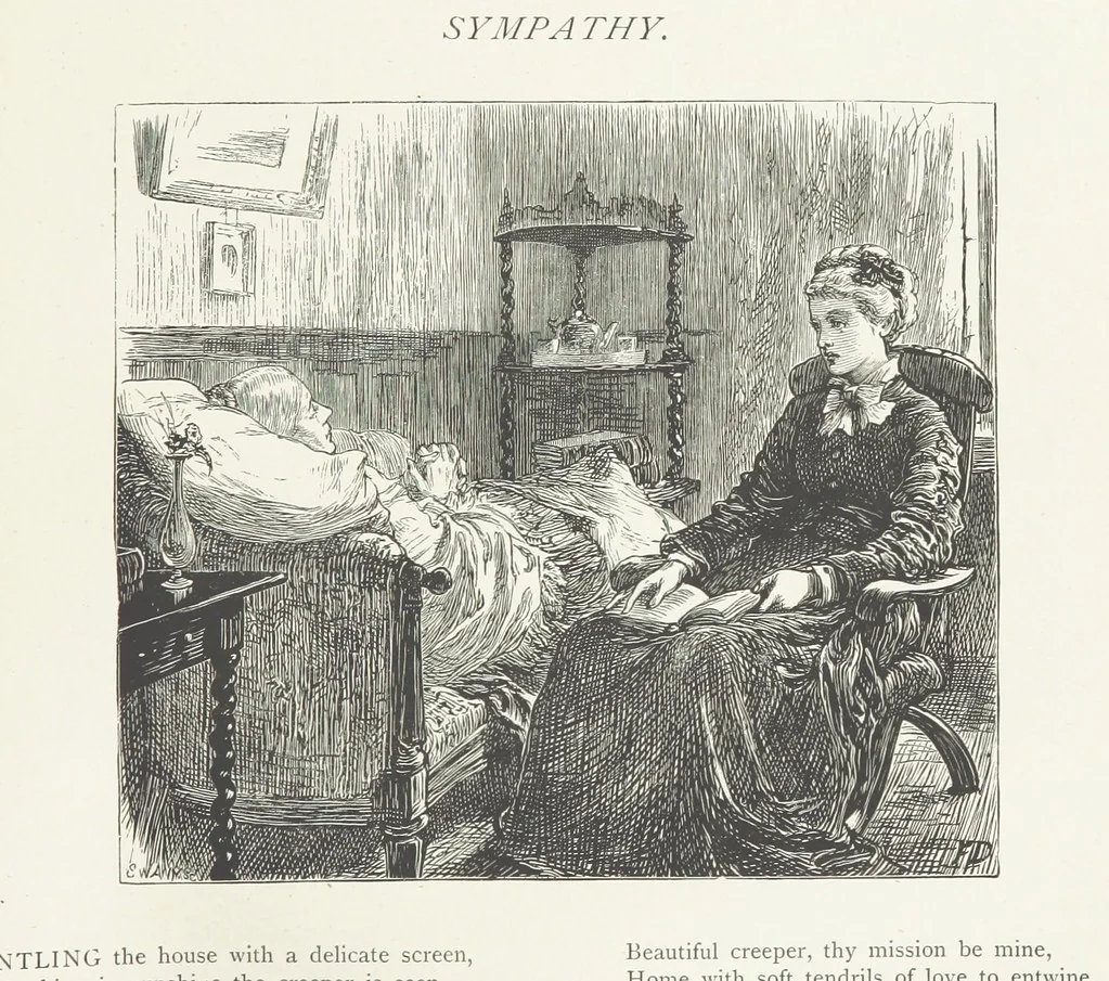 An illustration from A Crown of Flowers, being poems and pictures collected from the pages of The Girl's Own Paper. Edited by C. Peters, 1883, leaf 141