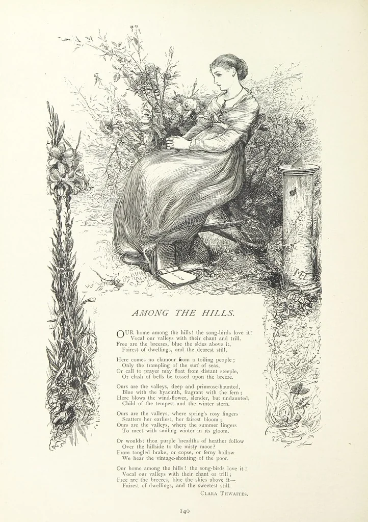 An illustration from A Crown of Flowers, being poems and pictures collected from the pages of The Girl's Own Paper. Edited by C. Peters, 1883, leaf 144