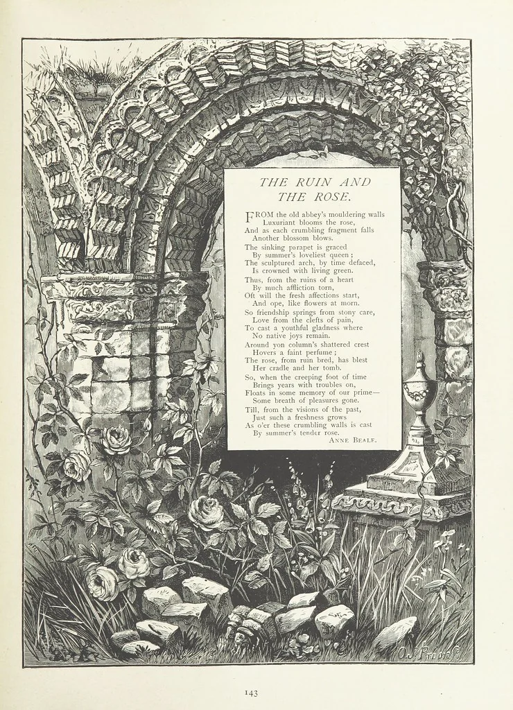 An illustration from A Crown of Flowers, being poems and pictures collected from the pages of The Girl's Own Paper. Edited by C. Peters, 1883, leaf 147