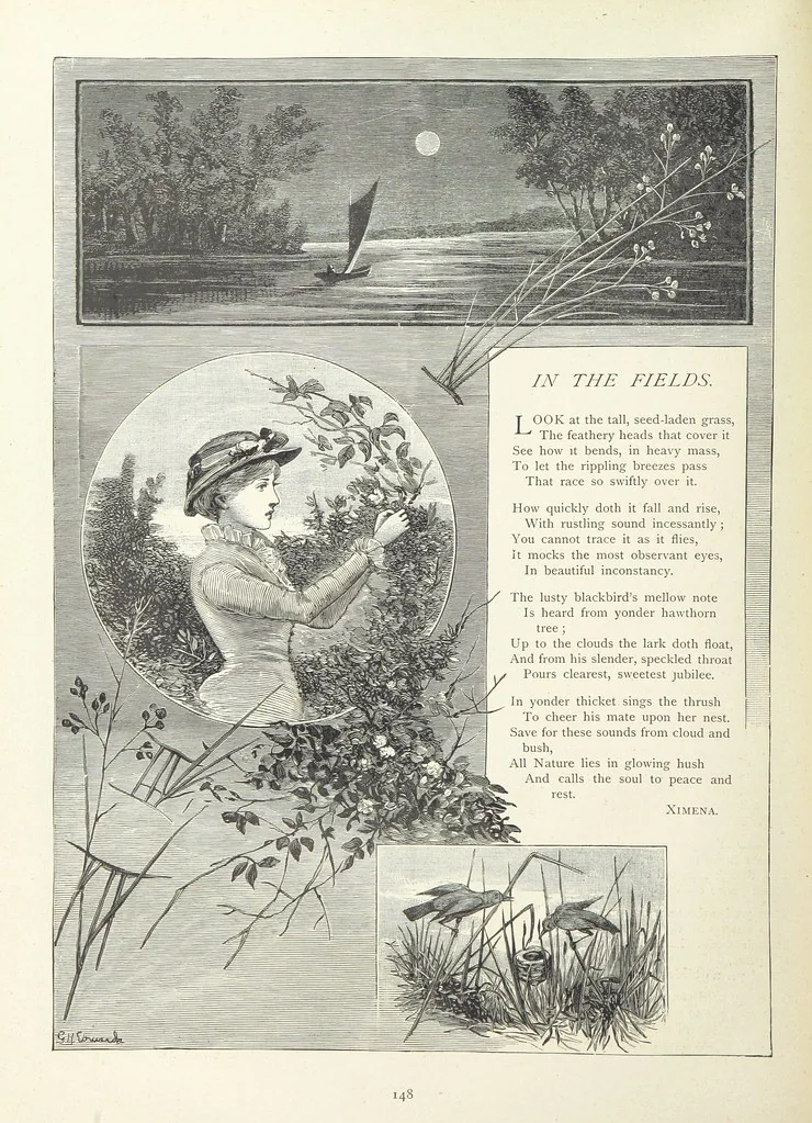 An illustration from A Crown of Flowers, being poems and pictures collected from the pages of The Girl's Own Paper. Edited by C. Peters, 1883, leaf 152
