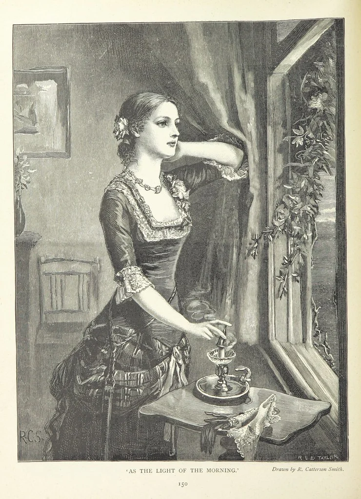An illustration from A Crown of Flowers, being poems and pictures collected from the pages of The Girl's Own Paper. Edited by C. Peters, 1883, leaf 154
