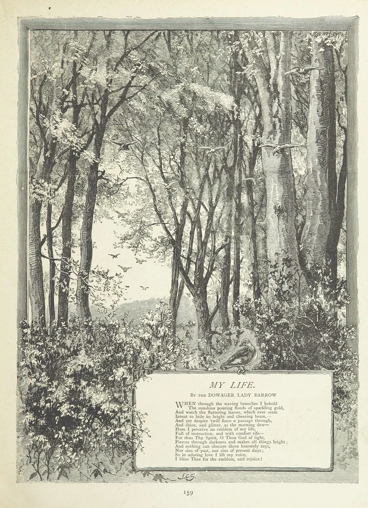 An illustration from A Crown of Flowers, being poems and pictures collected from the pages of The Girl's Own Paper. Edited by C. Peters, 1883, leaf 163