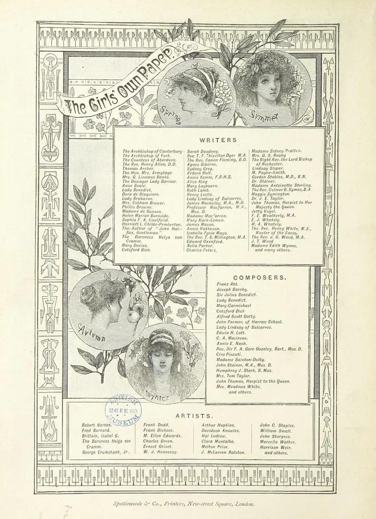An illustration from A Crown of Flowers, being poems and pictures collected from the pages of The Girl's Own Paper. Edited by C. Peters, 1883, leaf 164