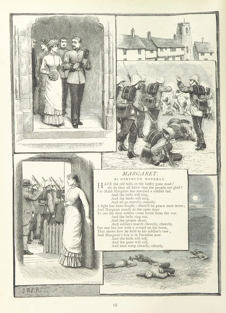 An illustration from A Crown of Flowers, being poems and pictures collected from the pages of The Girl's Own Paper. Edited by C. Peters, 1883, leaf 22