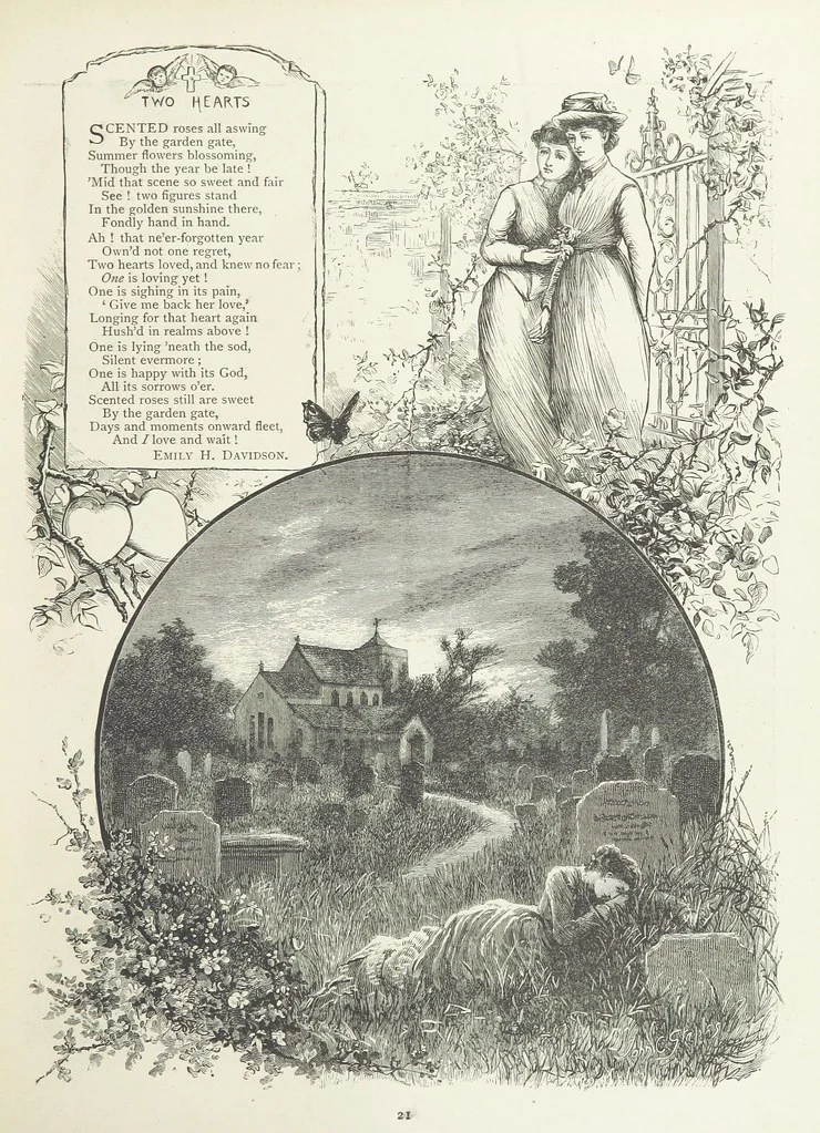 An illustration from A Crown of Flowers, being poems and pictures collected from the pages of The Girl's Own Paper. Edited by C. Peters, 1883, leaf 25