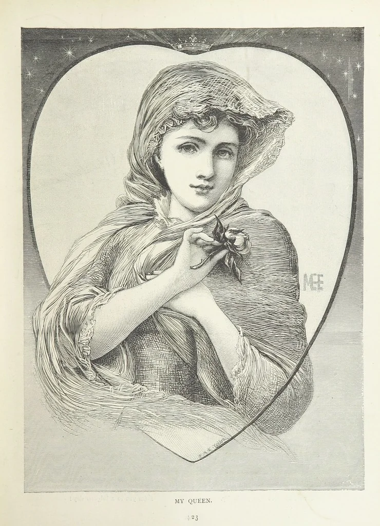 An illustration from A Crown of Flowers, being poems and pictures collected from the pages of The Girl's Own Paper. Edited by C. Peters, 1883, leaf 27