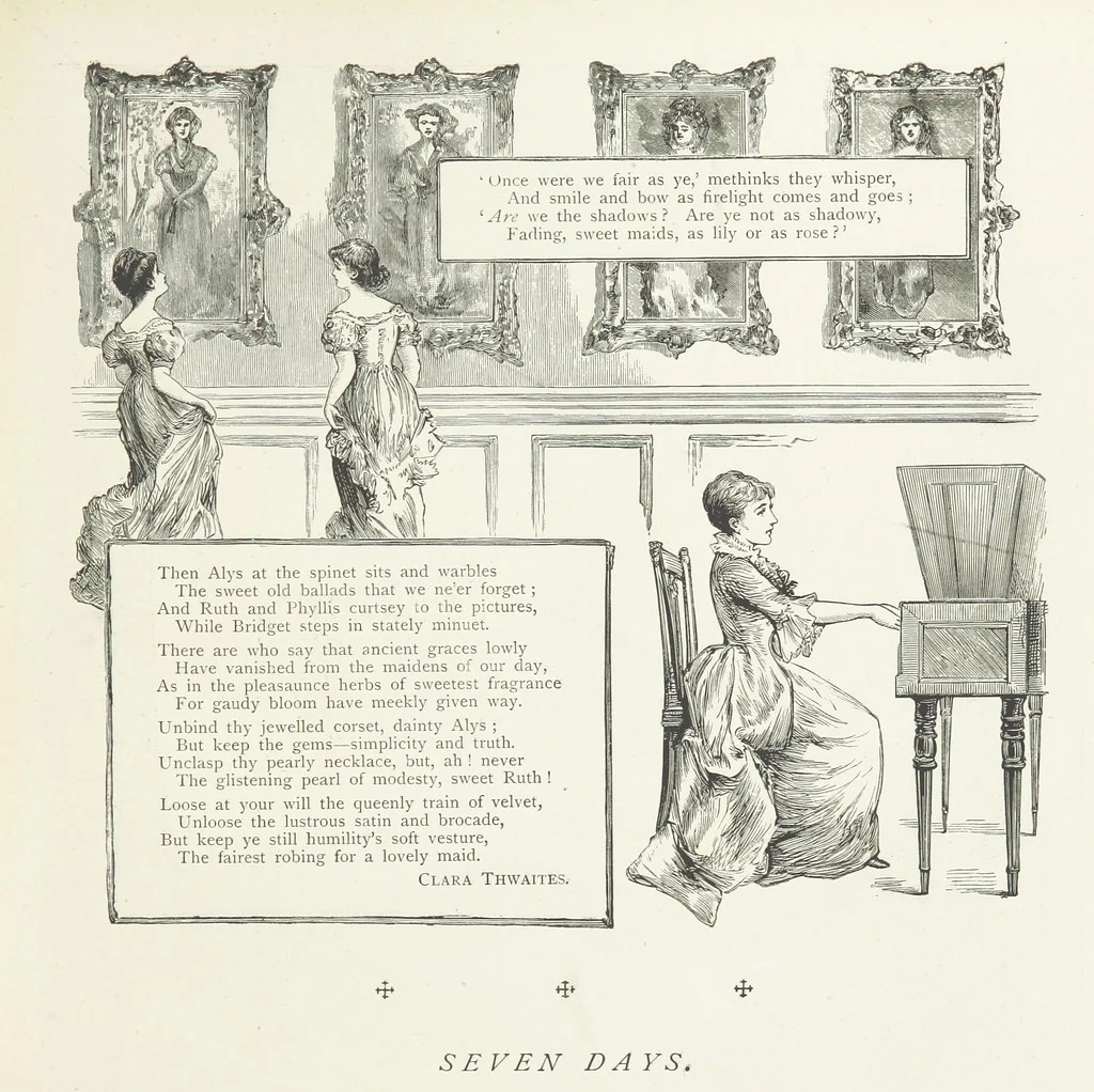 An illustration from A Crown of Flowers, being poems and pictures collected from the pages of The Girl's Own Paper. Edited by C. Peters, 1883, leaf 31