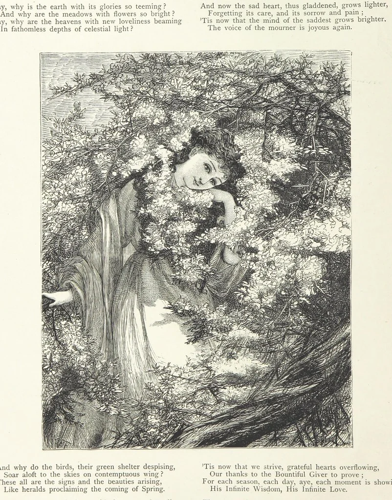 An illustration from A Crown of Flowers, being poems and pictures collected from the pages of The Girl's Own Paper. Edited by C. Peters, 1883, leaf 34
