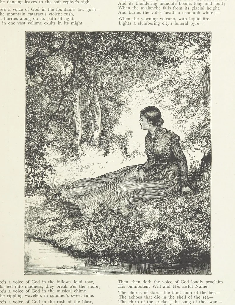 An illustration from A Crown of Flowers, being poems and pictures collected from the pages of The Girl's Own Paper. Edited by C. Peters, 1883, leaf 35