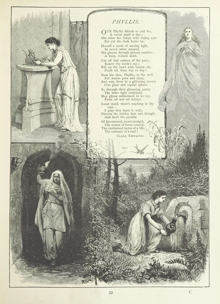 An illustration from A Crown of Flowers, being poems and pictures collected from the pages of The Girl's Own Paper. Edited by C. Peters, 1883, leaf 37