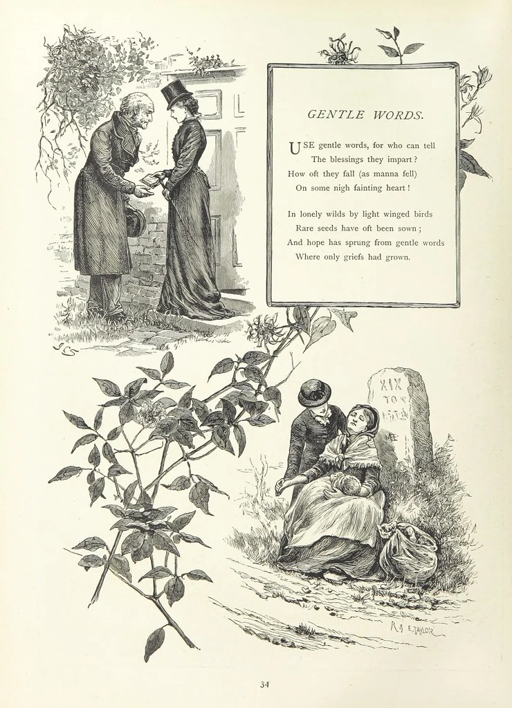 An illustration from A Crown of Flowers, being poems and pictures collected from the pages of The Girl's Own Paper. Edited by C. Peters, 1883, leaf 38