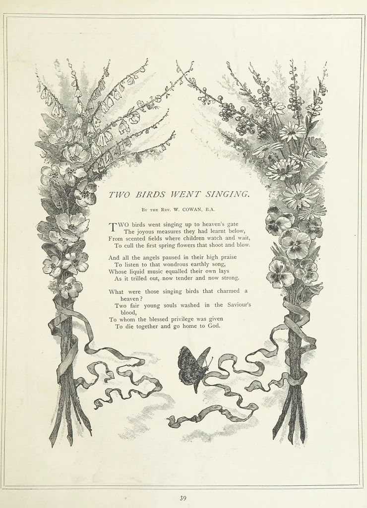 An illustration from A Crown of Flowers, being poems and pictures collected from the pages of The Girl's Own Paper. Edited by C. Peters, 1883, leaf 43