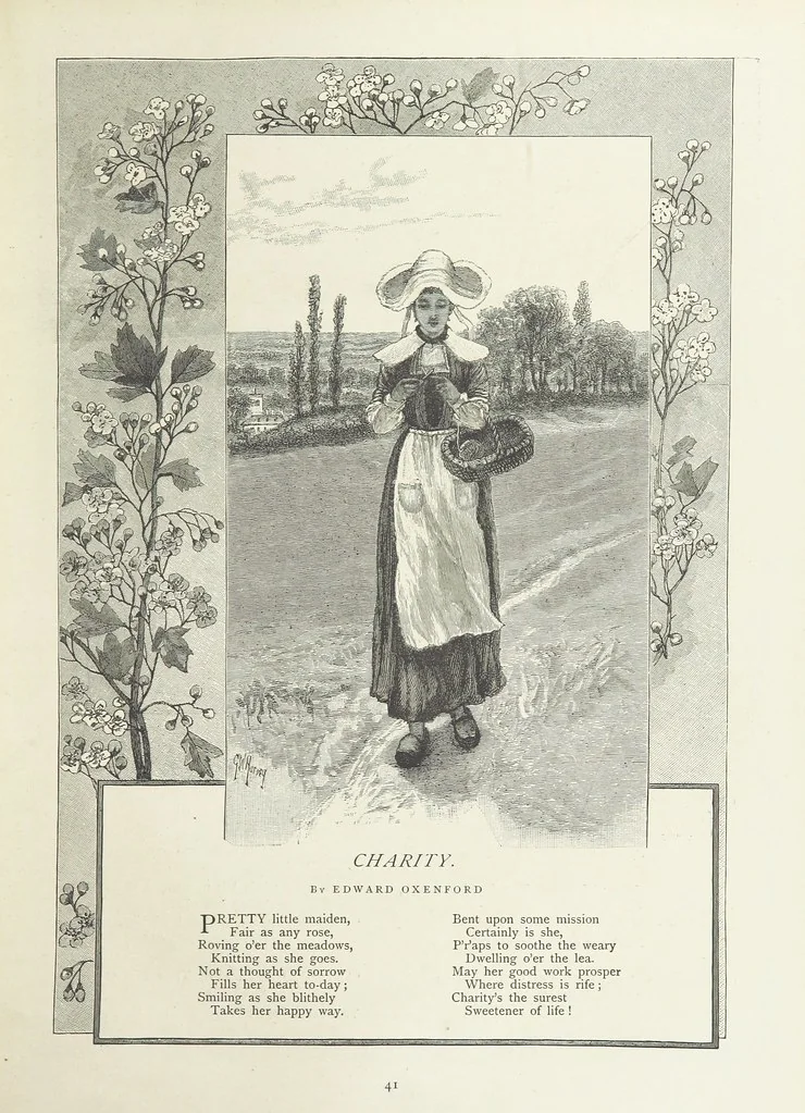 An illustration from A Crown of Flowers, being poems and pictures collected from the pages of The Girl's Own Paper. Edited by C. Peters, 1883, leaf 45