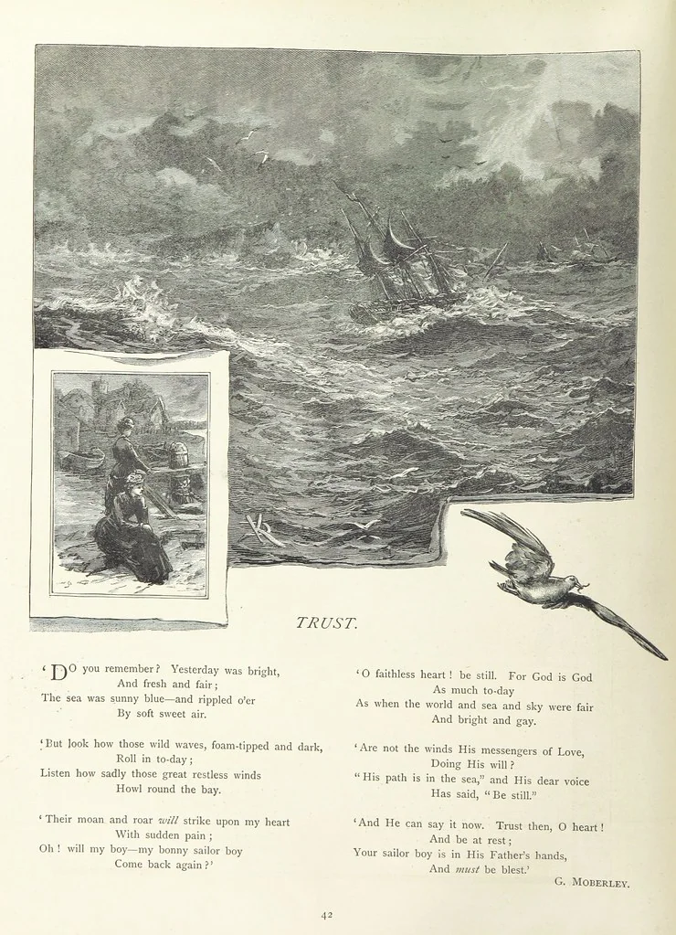 An illustration from A Crown of Flowers, being poems and pictures collected from the pages of The Girl's Own Paper. Edited by C. Peters, 1883, leaf 46