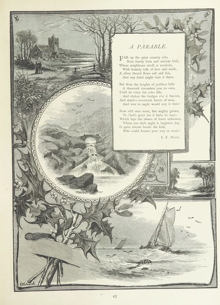 An illustration from A Crown of Flowers, being poems and pictures collected from the pages of The Girl's Own Paper. Edited by C. Peters, 1883, leaf 47