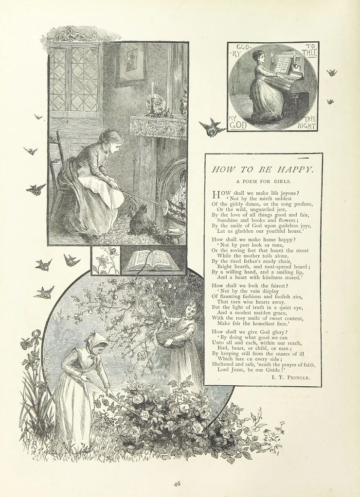 An illustration from A Crown of Flowers, being poems and pictures collected from the pages of The Girl's Own Paper. Edited by C. Peters, 1883, leaf 50