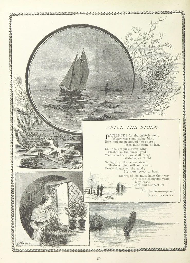 An illustration from A Crown of Flowers, being poems and pictures collected from the pages of The Girl's Own Paper. Edited by C. Peters, 1883, leaf 54