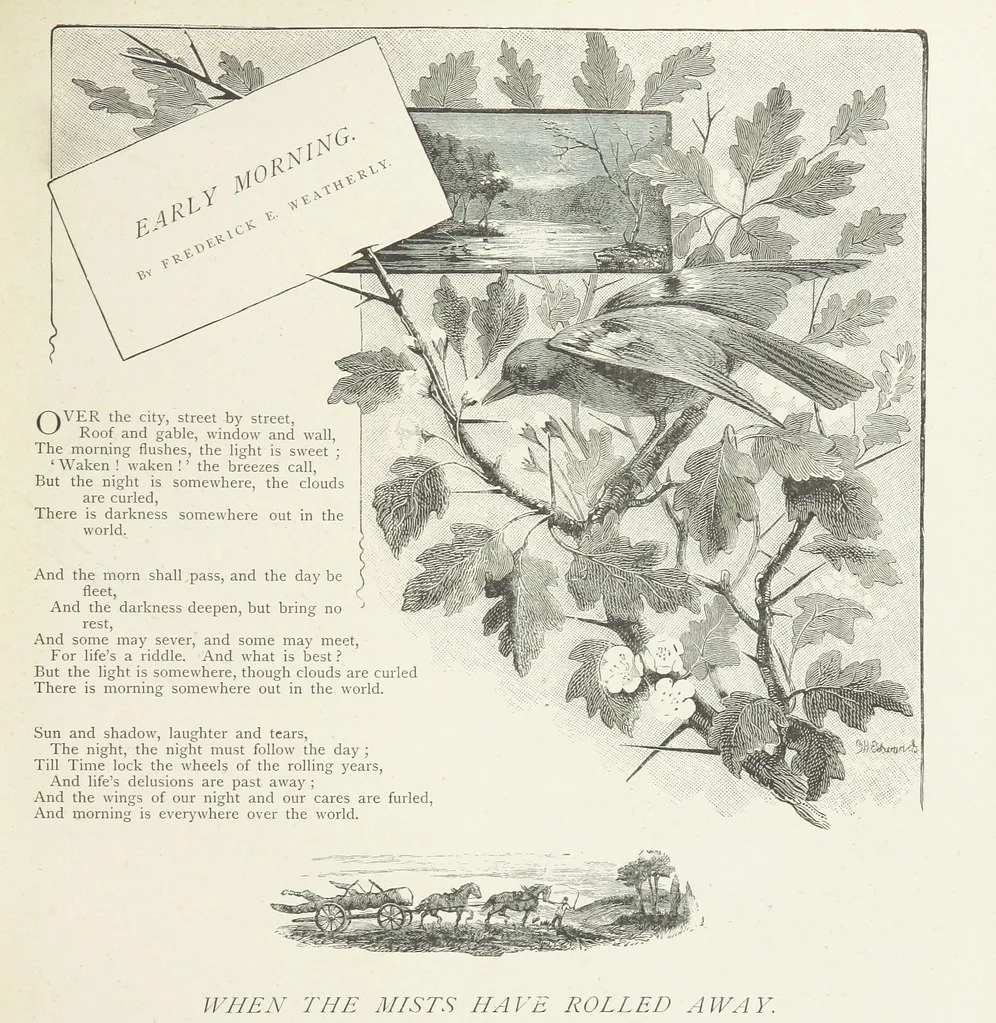 An illustration from A Crown of Flowers, being poems and pictures collected from the pages of The Girl's Own Paper. Edited by C. Peters, 1883, leaf 55