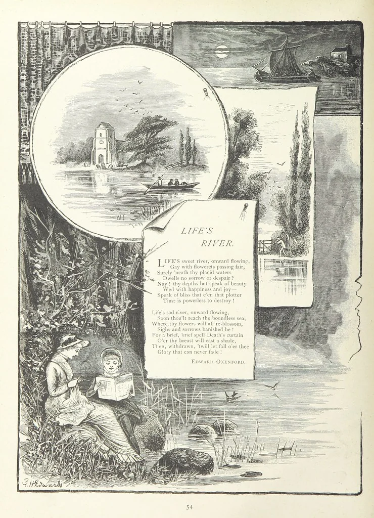 An illustration from A Crown of Flowers, being poems and pictures collected from the pages of The Girl's Own Paper. Edited by C. Peters, 1883, leaf 58