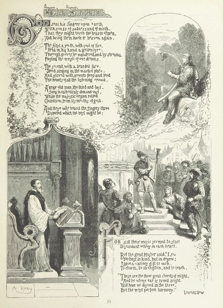 An illustration from A Crown of Flowers, being poems and pictures collected from the pages of The Girl's Own Paper. Edited by C. Peters, 1883, leaf 59