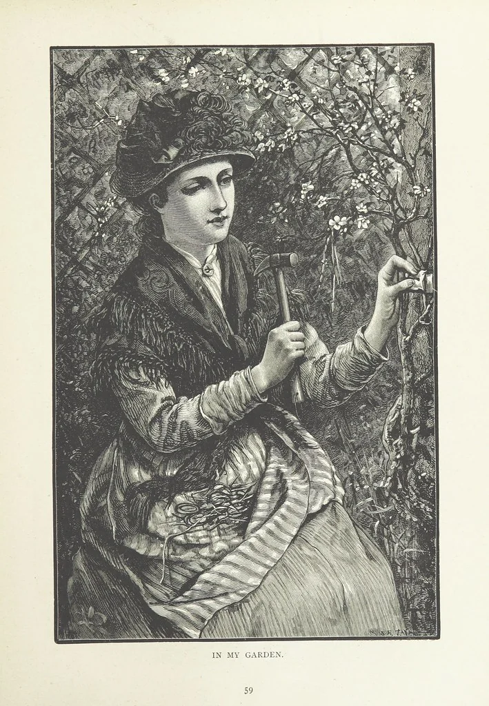 An illustration from A Crown of Flowers, being poems and pictures collected from the pages of The Girl's Own Paper. Edited by C. Peters, 1883, leaf 63
