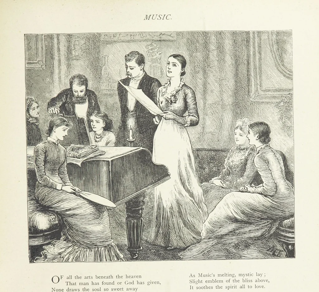 An illustration from A Crown of Flowers, being poems and pictures collected from the pages of The Girl's Own Paper. Edited by C. Peters, 1883, leaf 65