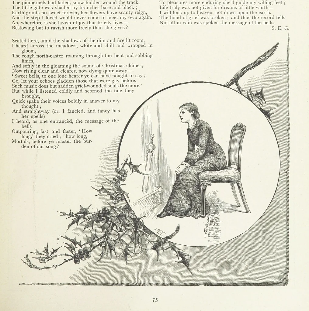 An illustration from A Crown of Flowers, being poems and pictures collected from the pages of The Girl's Own Paper. Edited by C. Peters, 1883, leaf 79