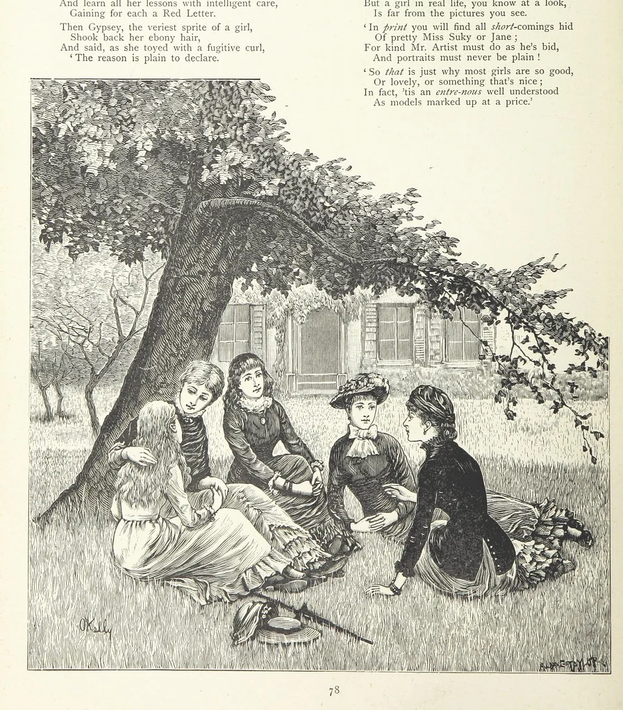 An illustration from A Crown of Flowers, being poems and pictures collected from the pages of The Girl's Own Paper. Edited by C. Peters, 1883, leaf 82