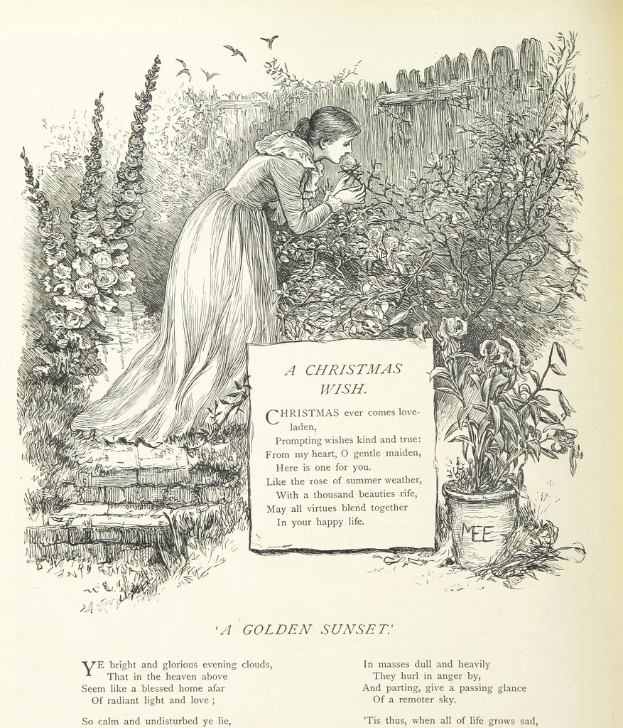 An illustration from A Crown of Flowers, being poems and pictures collected from the pages of The Girl's Own Paper. Edited by C. Peters, 1883, leaf 92