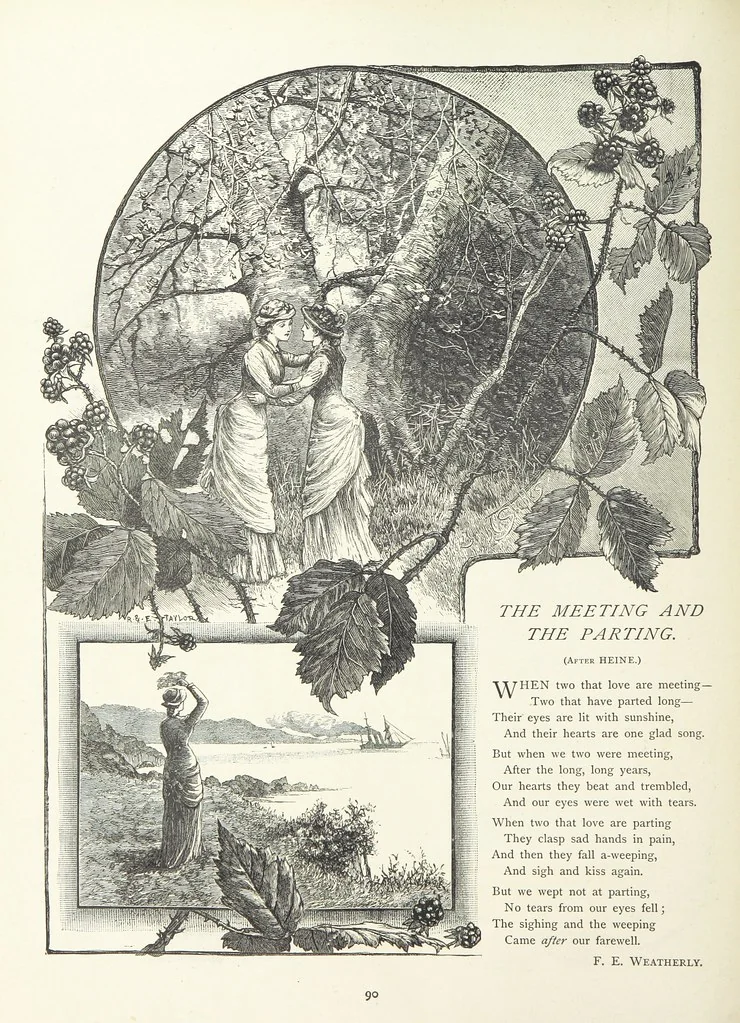 An illustration from A Crown of Flowers, being poems and pictures collected from the pages of The Girl's Own Paper. Edited by C. Peters, 1883, leaf 94