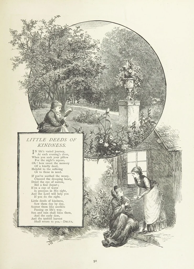 An illustration from A Crown of Flowers, being poems and pictures collected from the pages of The Girl's Own Paper. Edited by C. Peters, 1883, leaf 95