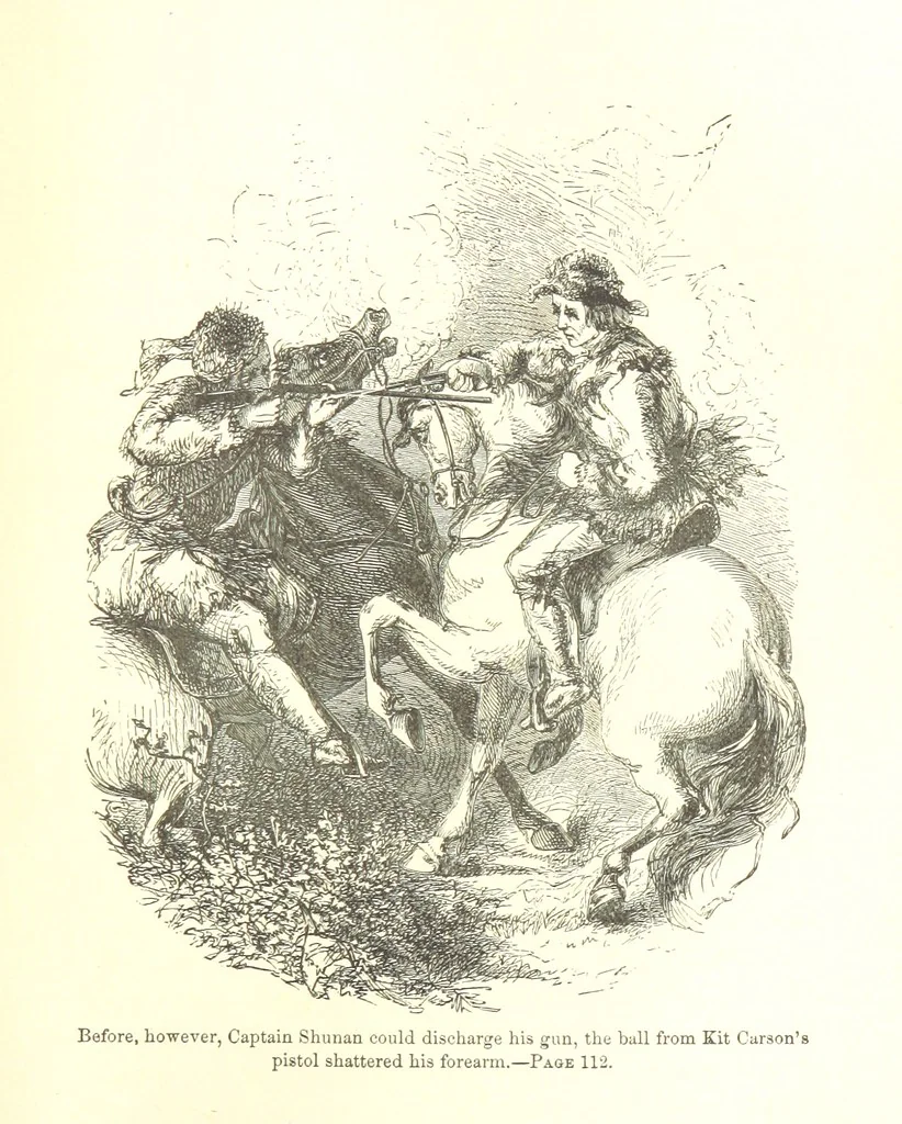 An illustration from The Life and Adventures of Kit Carson, the Nestor of the Rocky Mountains, etc, 1888, leaf 129