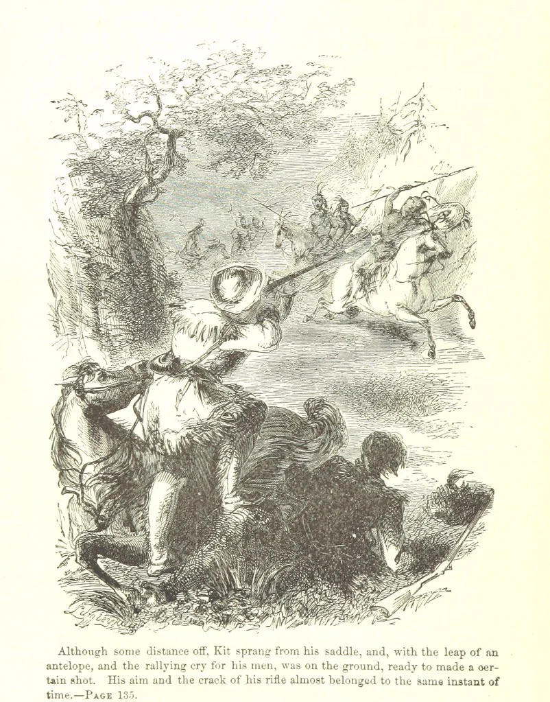 An illustration from The Life and Adventures of Kit Carson, the Nestor of the Rocky Mountains, etc, 1888, leaf 156