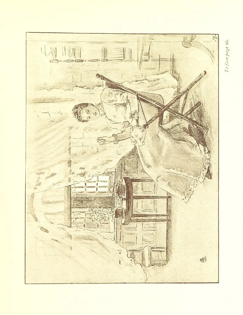 An illustration from A Maiden Fair to See. ... Illustrated by G. A. Storey, 1891, leaf 43