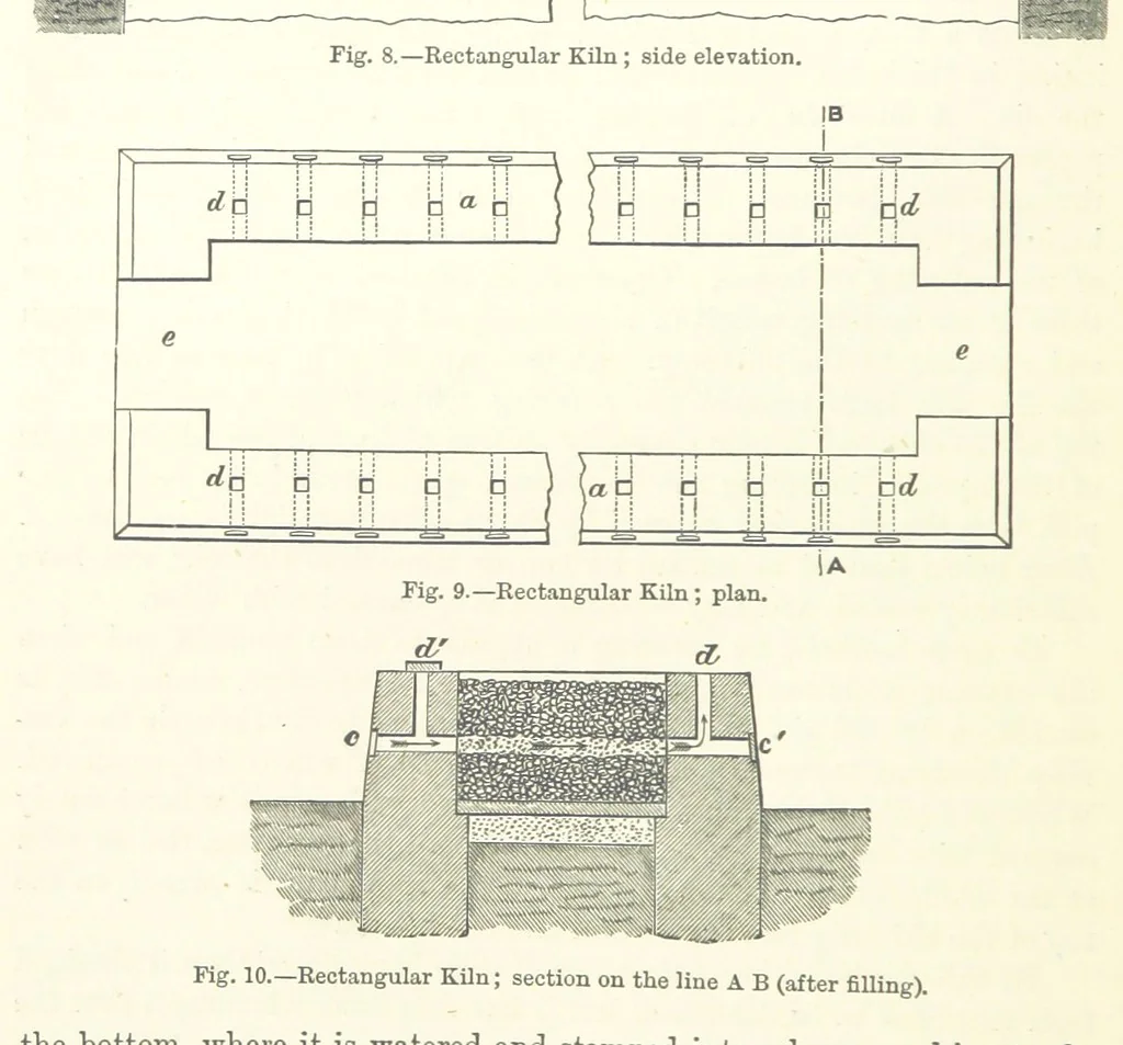 An illustration from Elements of Metallurgy. A practical treatise on the art of extracting metals from their ores ... Illustrated, etc, 1891, leaf 108