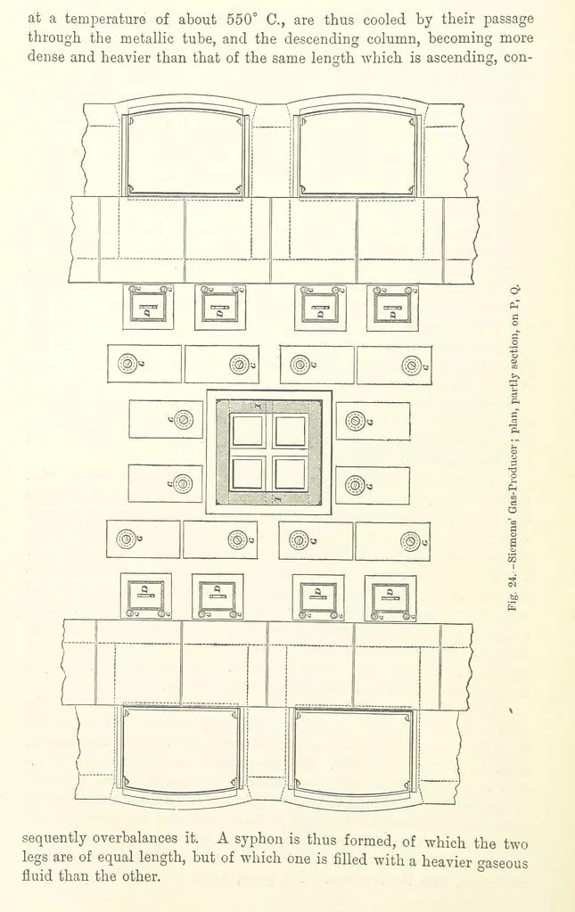 An illustration from Elements of Metallurgy. A practical treatise on the art of extracting metals from their ores ... Illustrated, etc, 1891, leaf 138