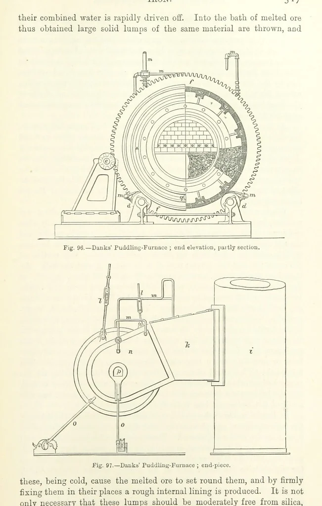 An illustration from Elements of Metallurgy. A practical treatise on the art of extracting metals from their ores ... Illustrated, etc, 1891, leaf 347