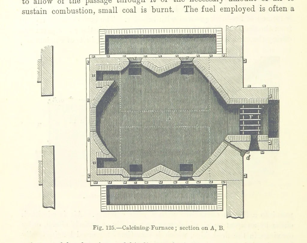 An illustration from Elements of Metallurgy. A practical treatise on the art of extracting metals from their ores ... Illustrated, etc, 1891, leaf 482