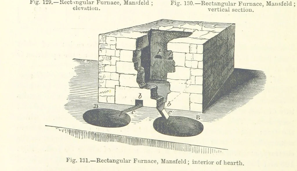 An illustration from Elements of Metallurgy. A practical treatise on the art of extracting metals from their ores ... Illustrated, etc, 1891, leaf 498