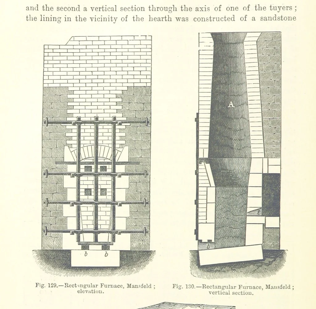 An illustration from Elements of Metallurgy. A practical treatise on the art of extracting metals from their ores ... Illustrated, etc, 1891, leaf 498