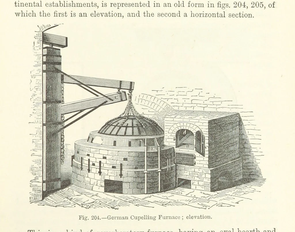 An illustration from Elements of Metallurgy. A practical treatise on the art of extracting metals from their ores ... Illustrated, etc, 1891, leaf 739