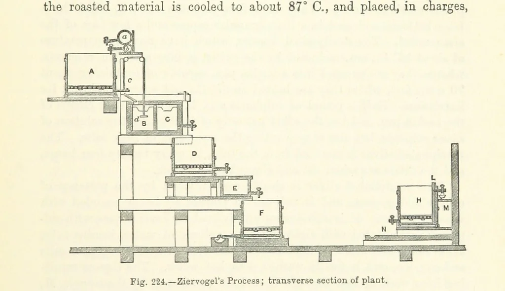 An illustration from Elements of Metallurgy. A practical treatise on the art of extracting metals from their ores ... Illustrated, etc, 1891, leaf 821