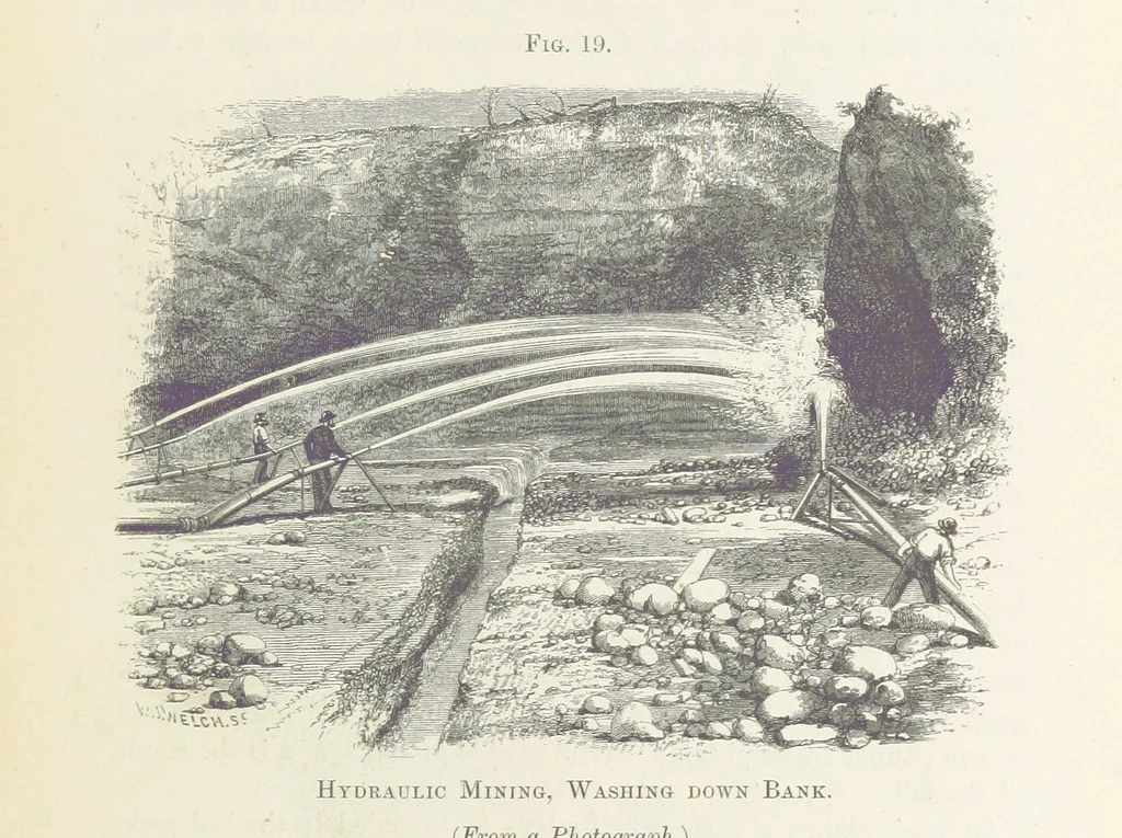An illustration from The Mining and Metallurgy of Gold and Silver, 1867, leaf 185