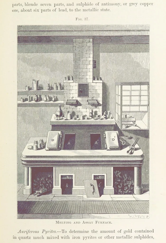 An illustration from The Mining and Metallurgy of Gold and Silver, 1867, leaf 267